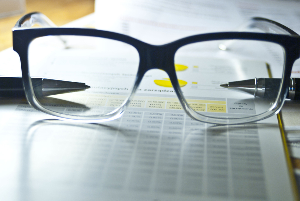 Glasses on office desk